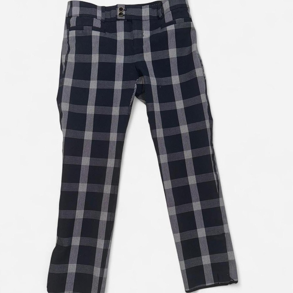 Anthropologie Essential Slim Blue Plaid Pants Women’s Size 4 Workwear